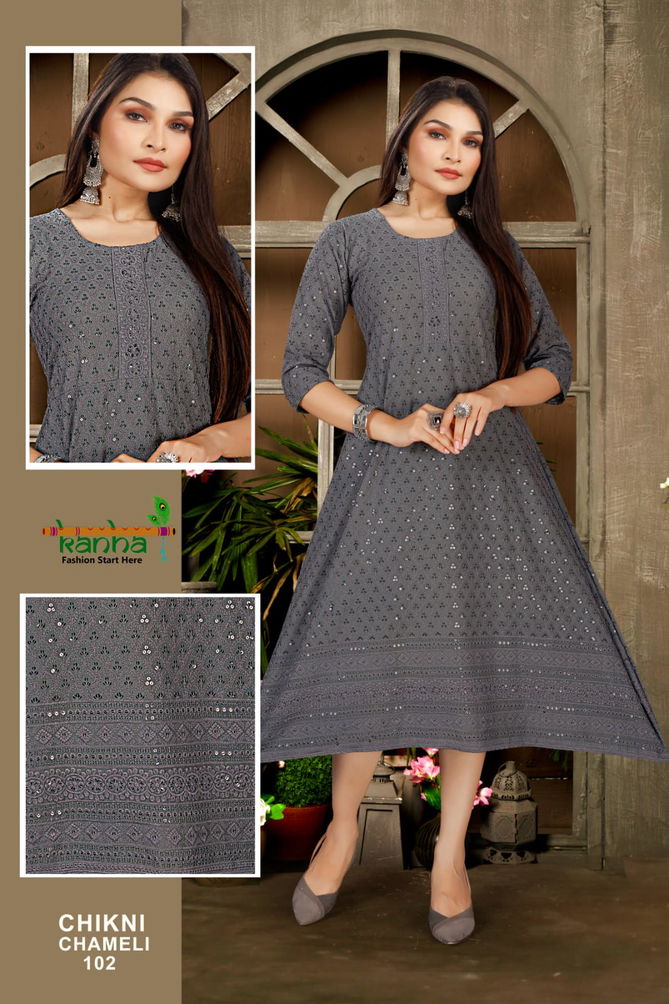 Kanha Chikni Chameli Festive Wear Chiken Work Wholesale Designer Kurtis